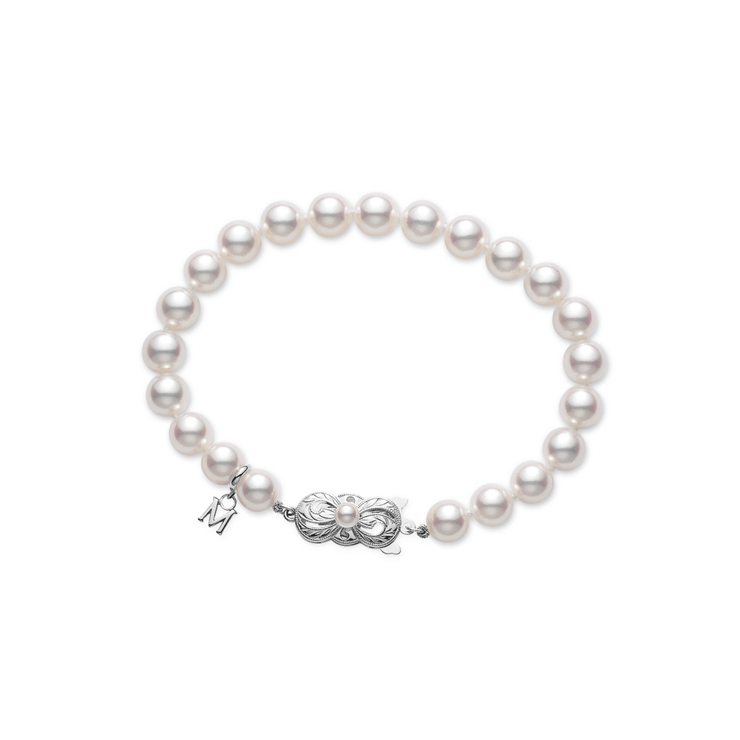 Mikimoto 18k White Gold Akoya 7.5mm Pearl Bracelet