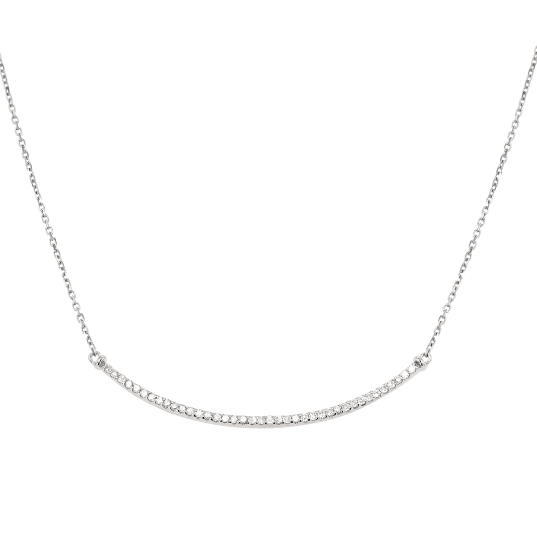 14k White Gold and Diamond .19 Total Weight Curved Necklace