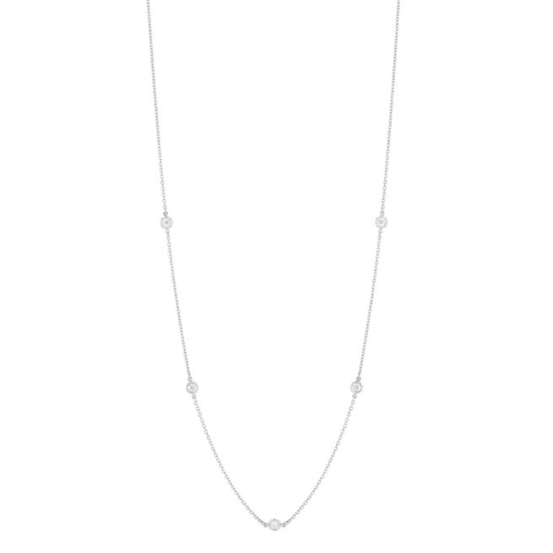 14k White Gold and .25 Total Weight Diamonds By The Yard Necklace