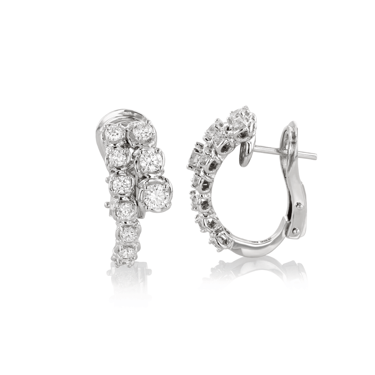 Hamilton Duet Collection 18k White Gold and 1.12 Total Weight Diamond Wrap Hoops