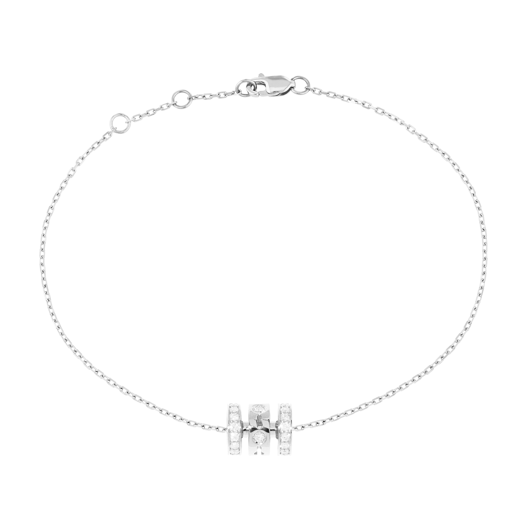 Dinh Van 18k White Gold Pulse and .28 Total Weight Diamond Bracelet