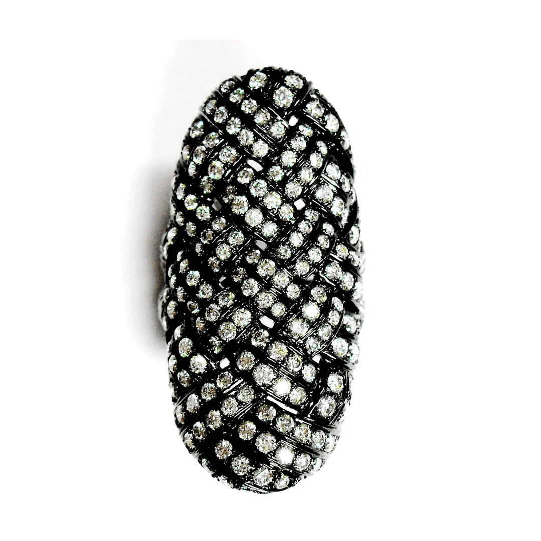 Etho Maria 18k White Black Gold and Diamond Weave Ring