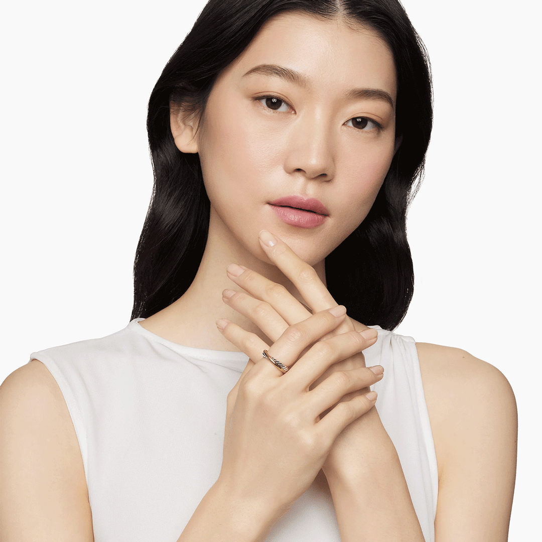 David Yurman Crossover Band Ring Sterling Silver with 18k Yellow Gold, 5.3mm