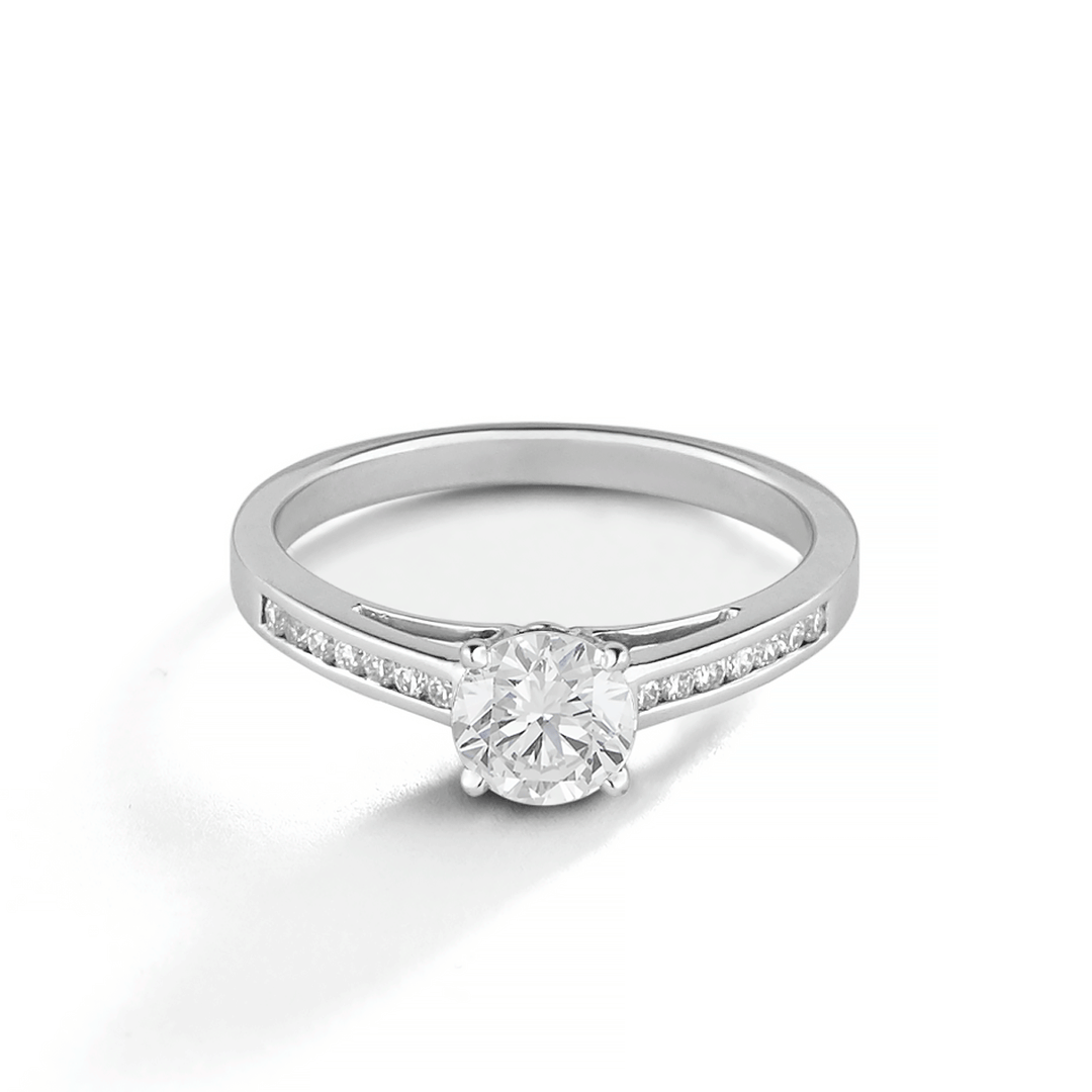 Hamilton Duet Collection 18k White Gold and 0.15 Total Weight Diamond Channel Set Mounting Ring