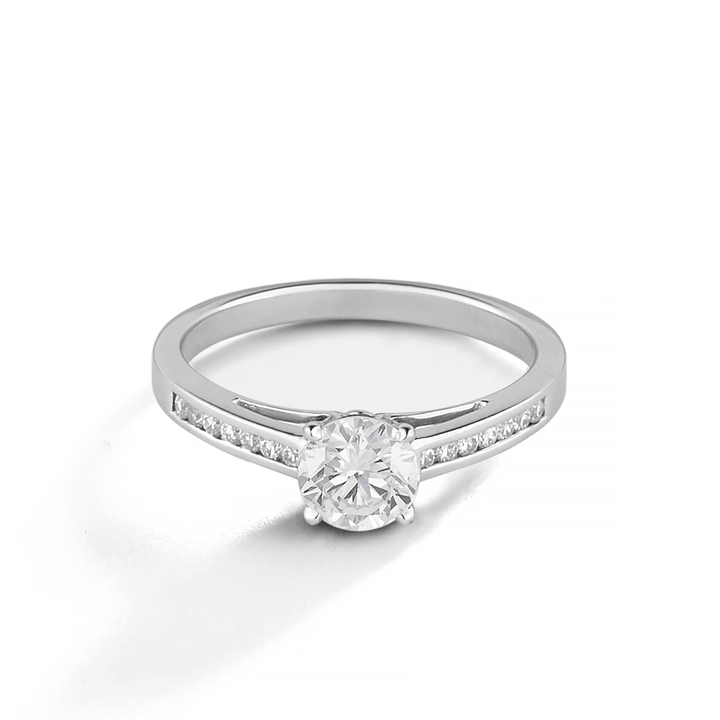 Hamilton Duet Collection 18k White Gold and 0.15 Total Weight Diamond Channel Set Mounting Ring