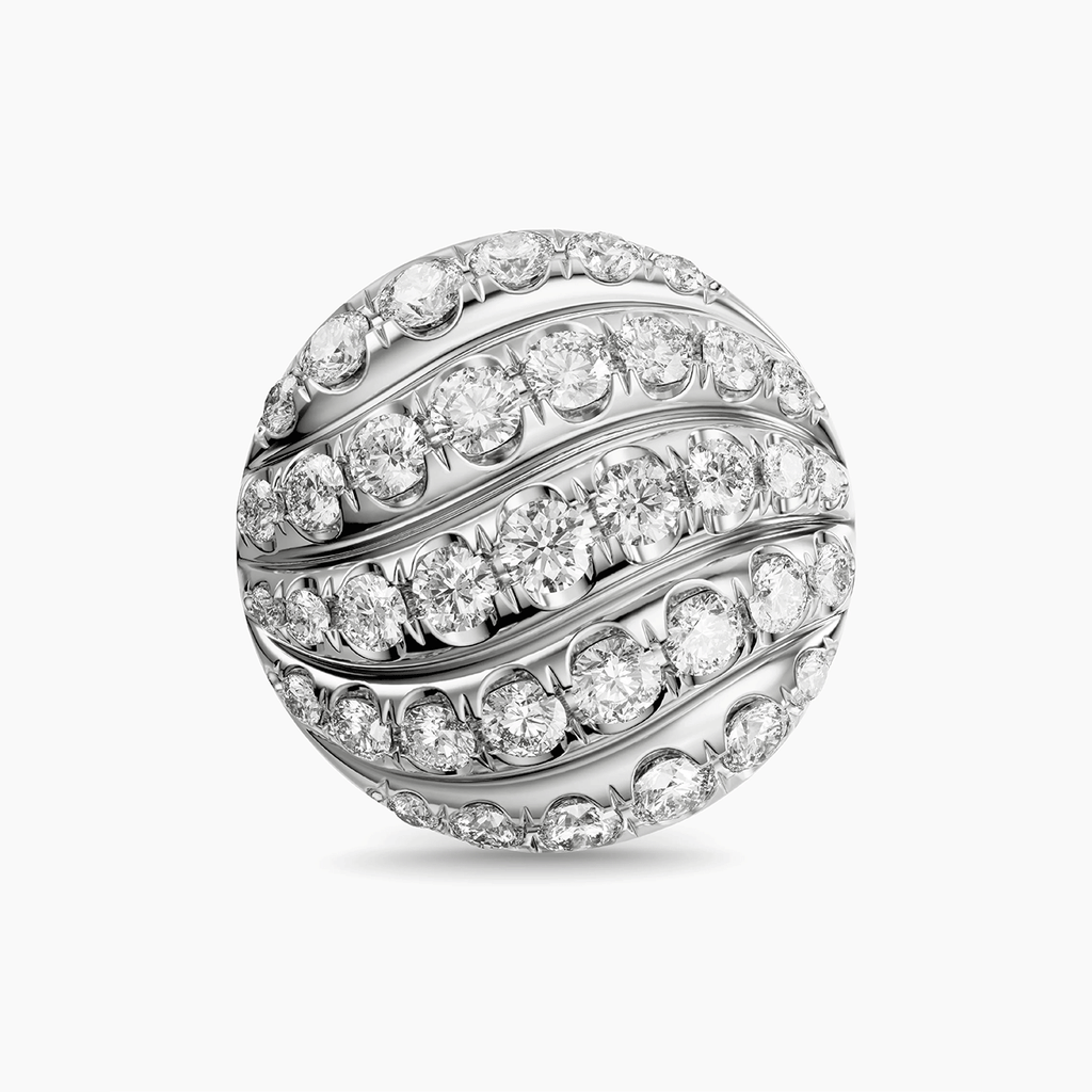 David Yurman Sculpted Cable Stud Earrings Sterling Silver with Diamonds, 9mm