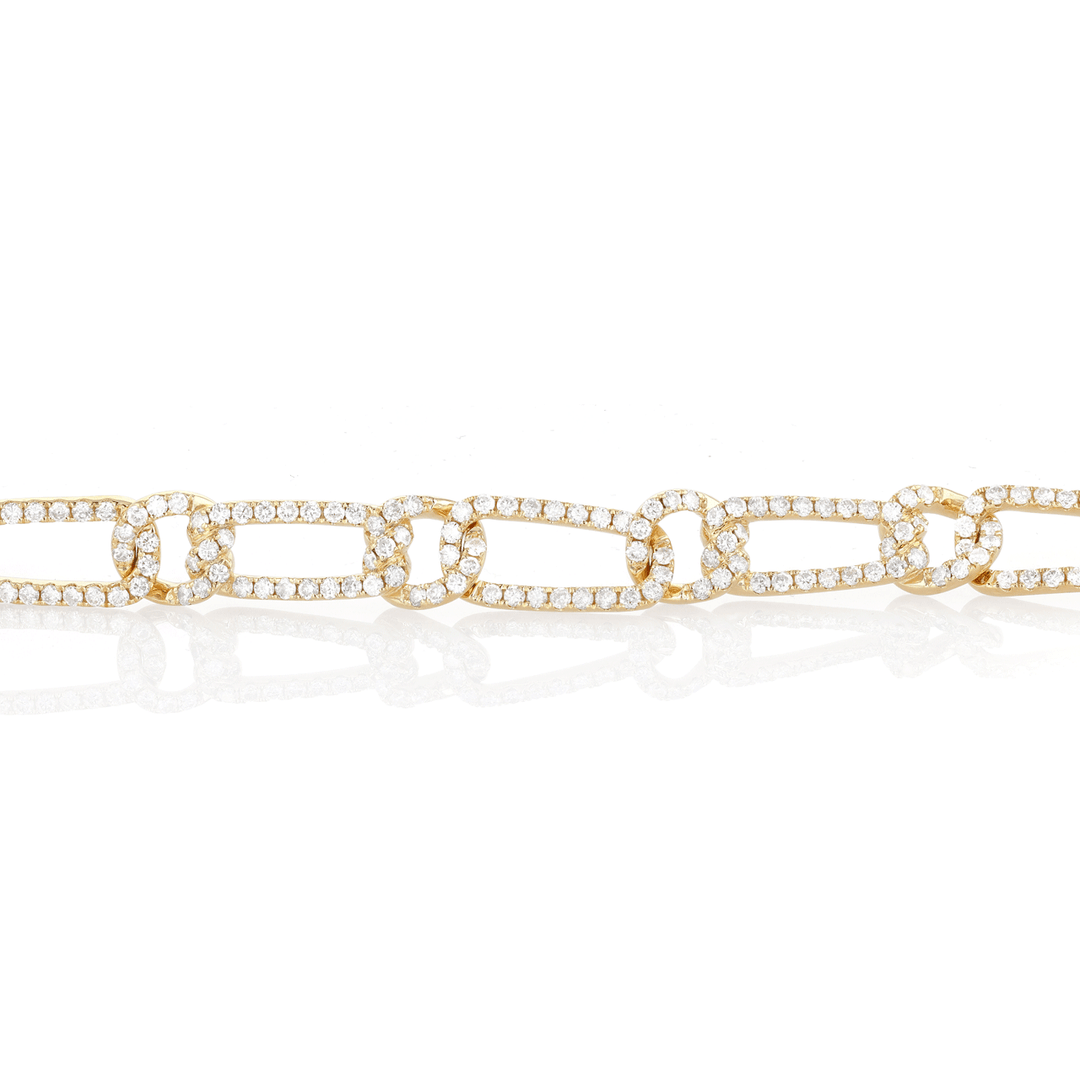 18k Yellow Gold and 4.35 Total Weight Diamond Link Bracelet