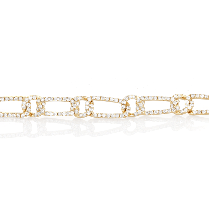 18k Yellow Gold and 4.35 Total Weight Diamond Link Bracelet