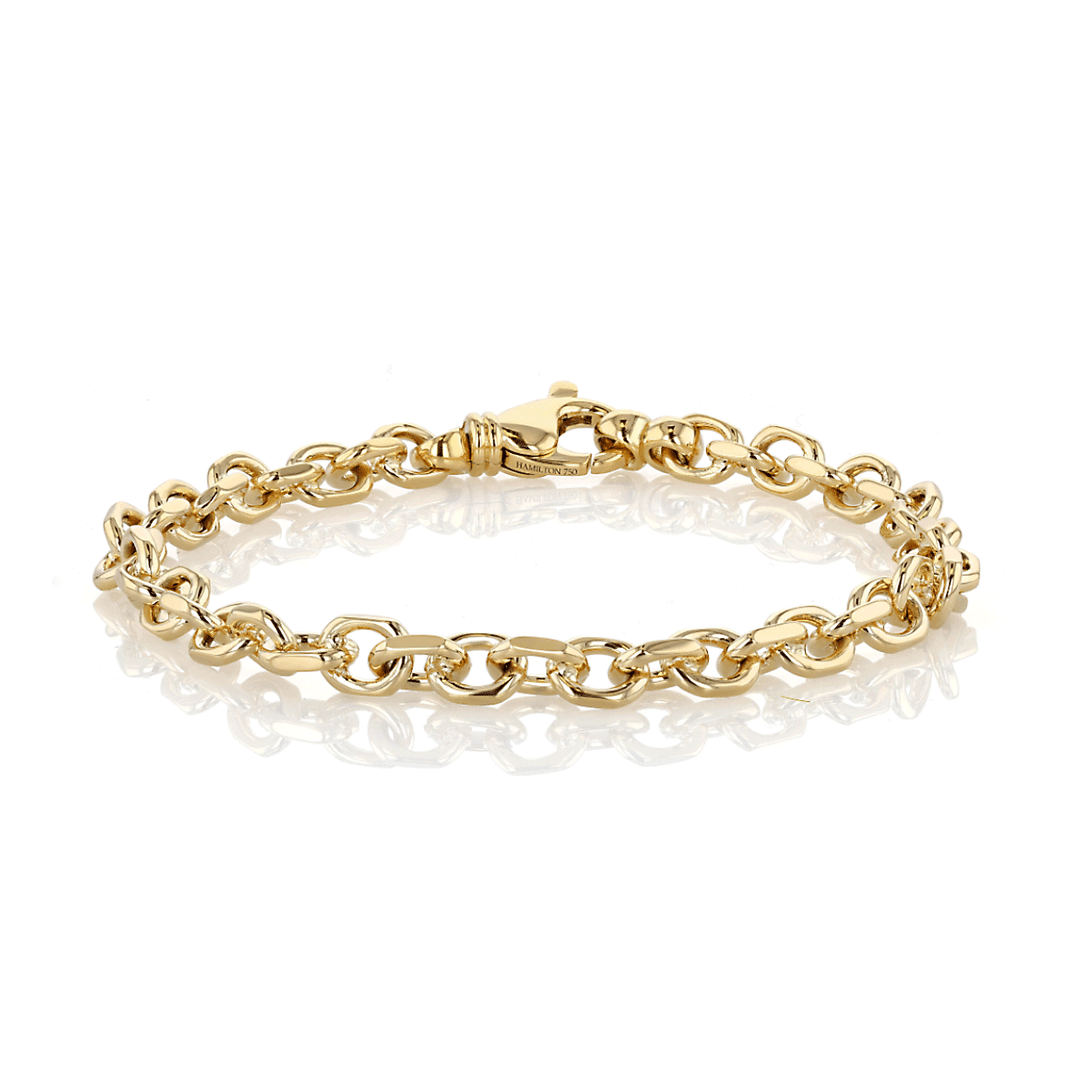 Hamilton Mens Link Collection 18k Yellow Gold Oval Link Bracelet
