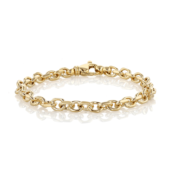 Hamilton Mens Link Collection 18k Yellow Gold Oval Link Bracelet