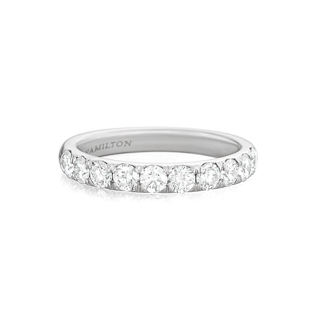 Hamilton Lisette Collection 18k White Gold and 1.00 Total Weight Diamond Half Way Band