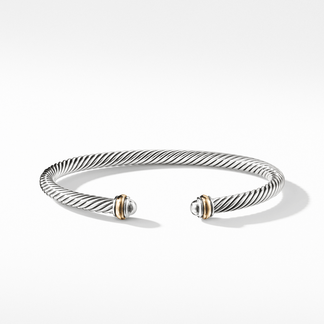 David Yurman Classic Cable Bracelet Sterling Silver with 18k Yellow Gold, 4mm