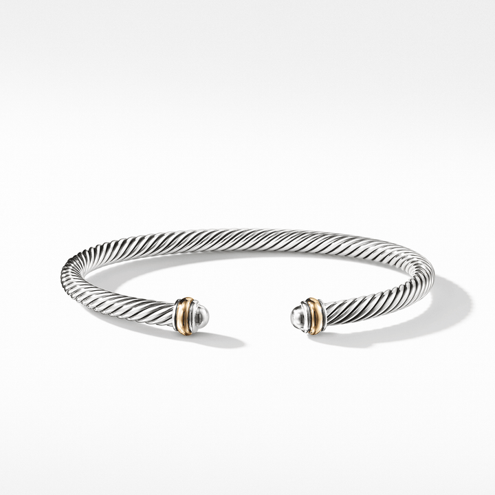 David Yurman Classic Cable Bracelet Sterling Silver with 18k Yellow Gold, 4mm