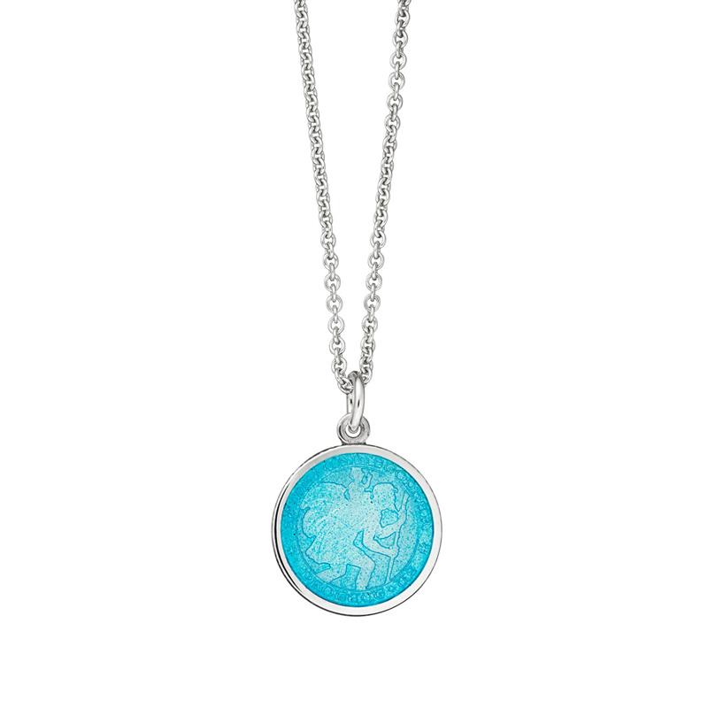 St. Christopher Light Blue Enamel Medal