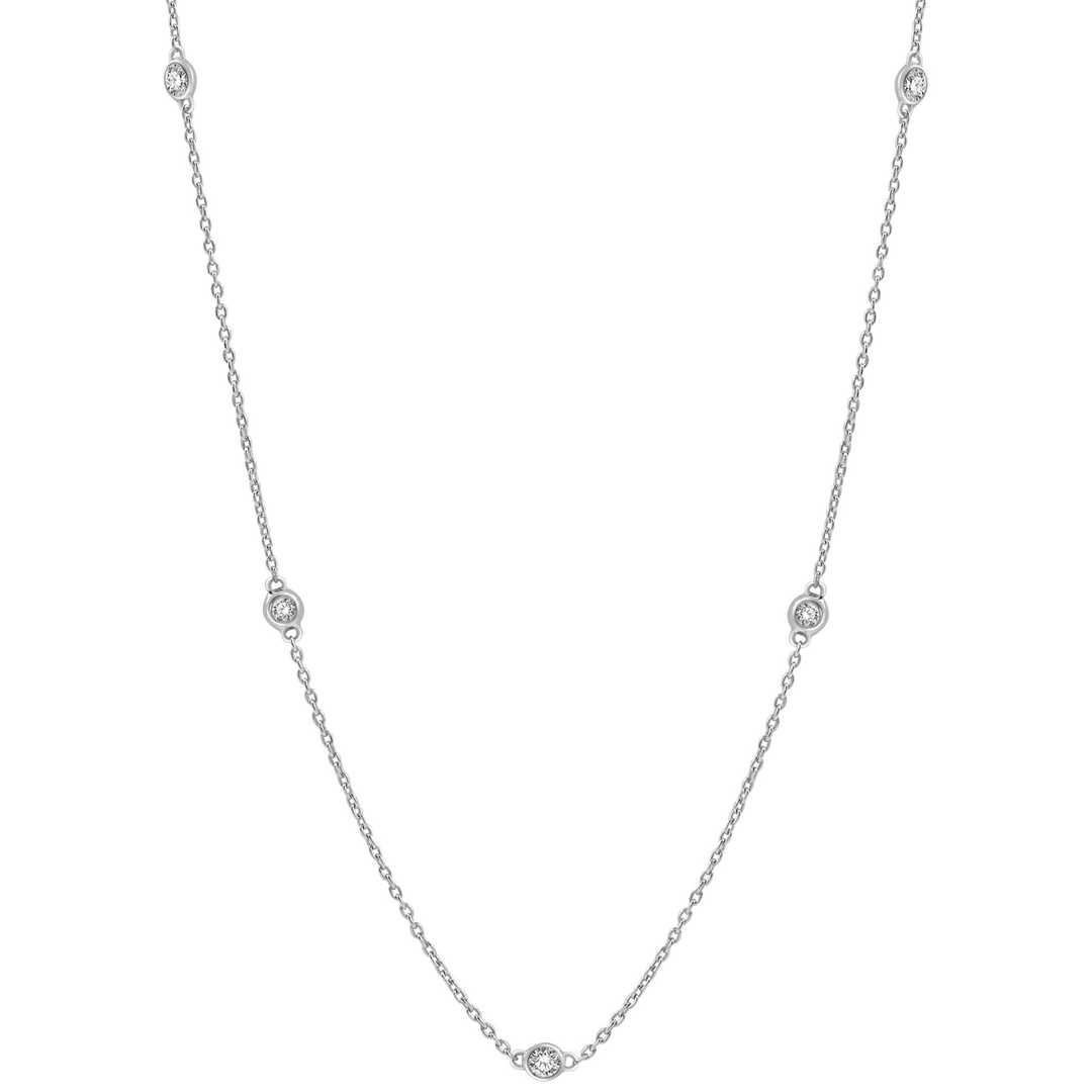 14k White Gold and Diamonds By The Yard .50 Total Weight Necklace