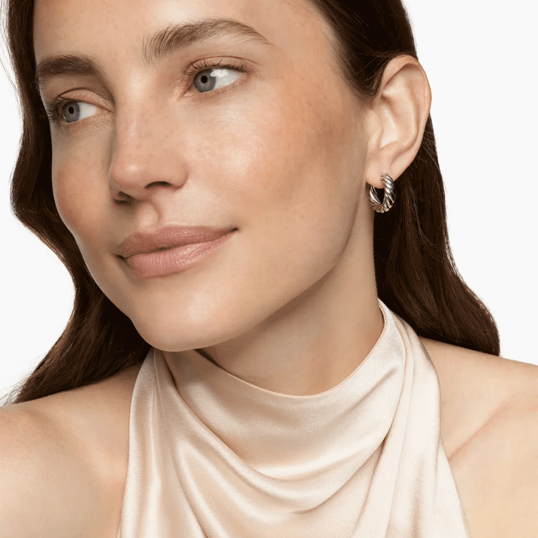 David Yurman Sculpted Cable Hoop Earrings Sterling Silver, 18.6mm