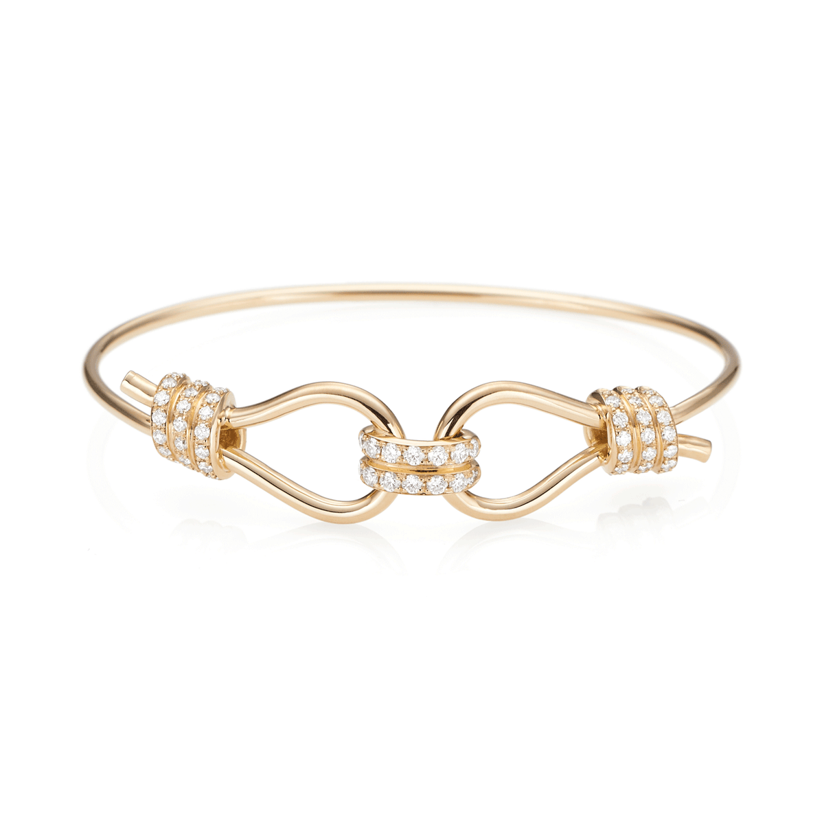 Hamilton 1970's Collection 18k Yellow Gold and 1.00 Total Weight Diamond Double Hook Bracelet