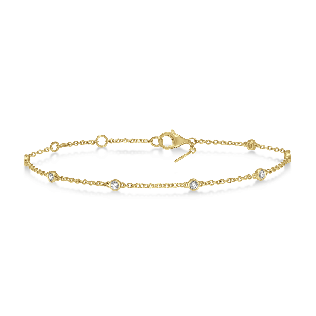 14k Yellow Gold and .25 Total Weight Diamonds By The Yard Bracelet