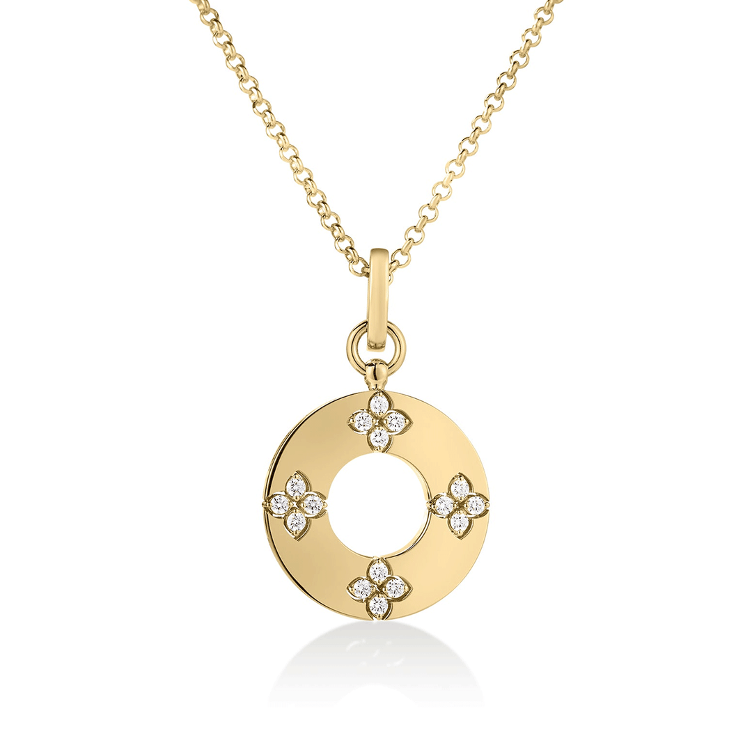 Roberto Coin Love In Verona Diamond Flower Circle Necklace