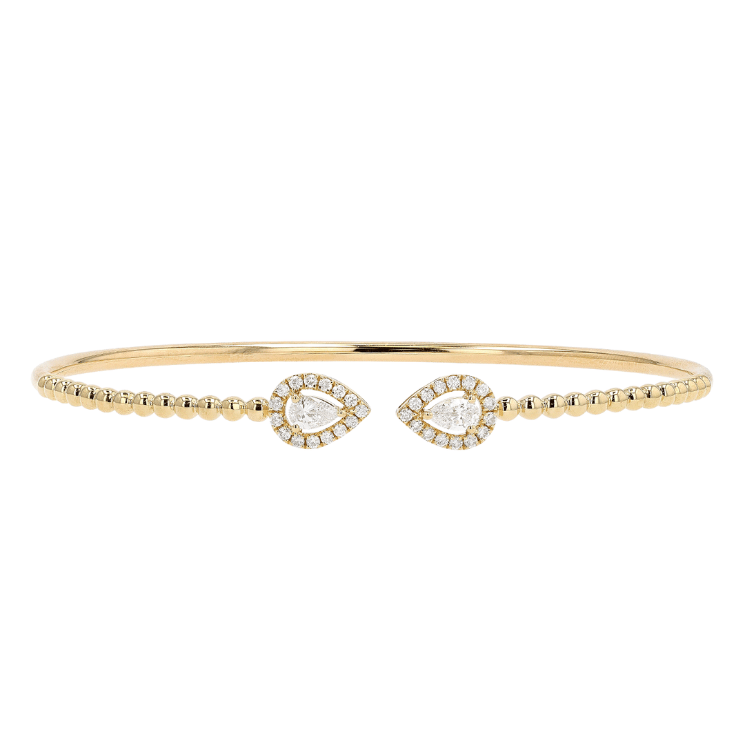 18k Yellow Gold and Pear Shape Diamond .50 Total Weight Halo Bracelet
