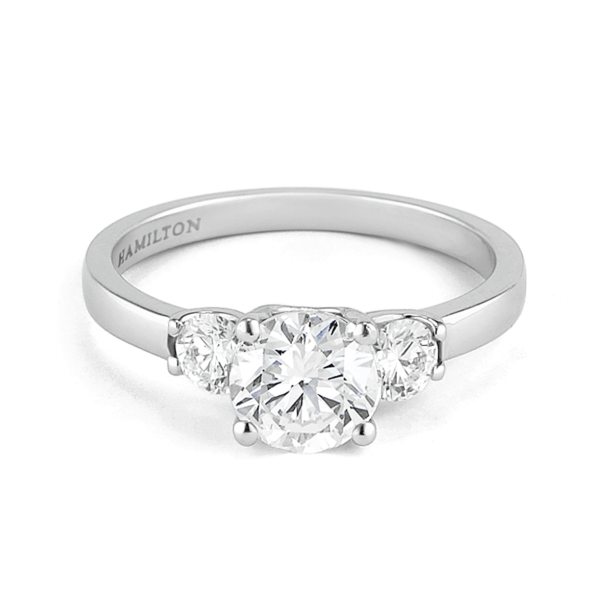 Hamilton Destiny Platinum Three Stone Diamond Engagement Mounting Ring