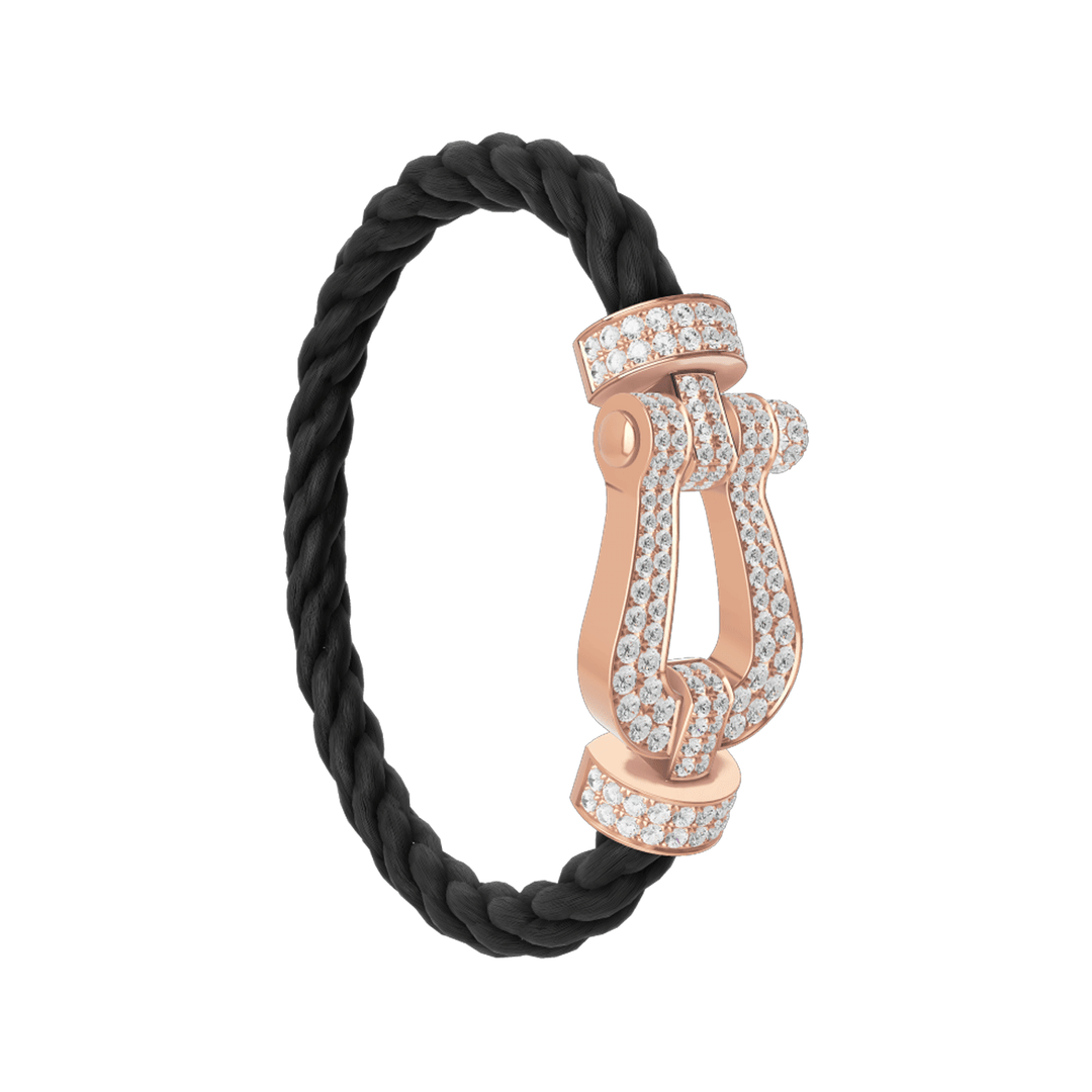 FRED Force 10 Black Cable with 18k Rose Gold Extra LG Full Pave Diamond Buckle, Exclusively at Hamilton Jewelers