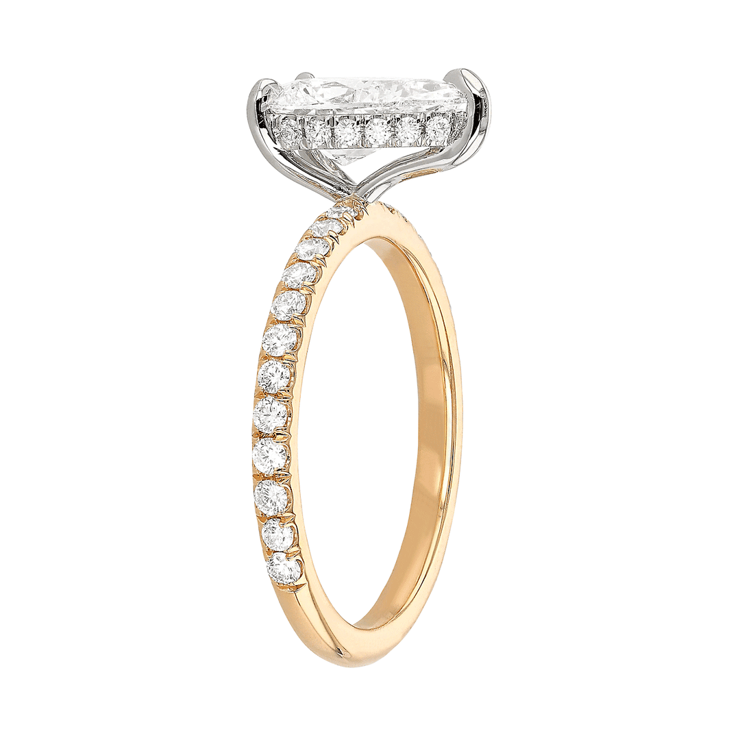 Hamilton Silhouette Collection Platinum 18k Yellow Gold and 1.34 Total Weight Pear Shape Diamond Engagement Ring