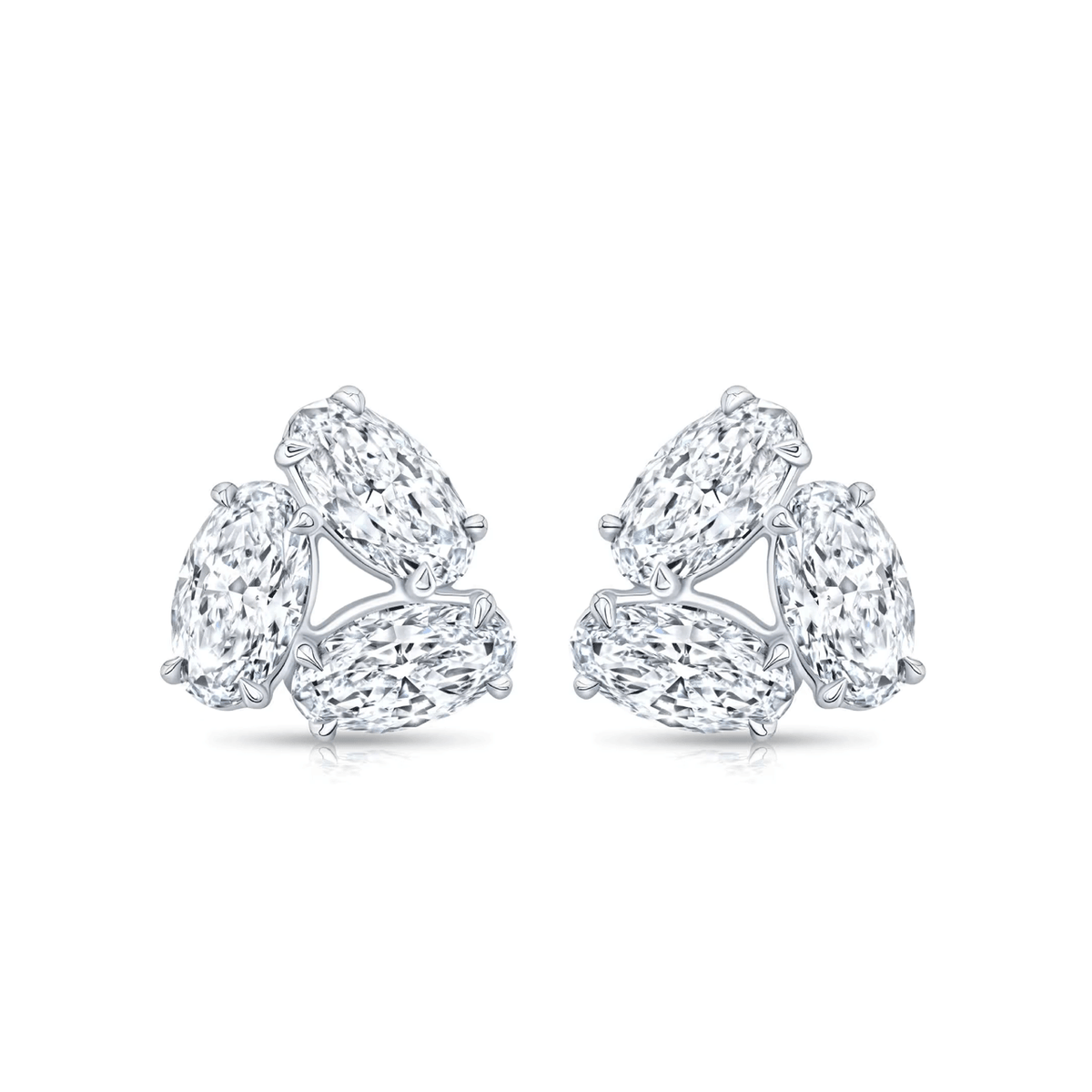 18k White Gold and Moval Shape Diamonds 4.36 Total Weight Earrings