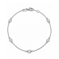 14K White Gold and 0.76 Total Weight Diamond Station Bracelet