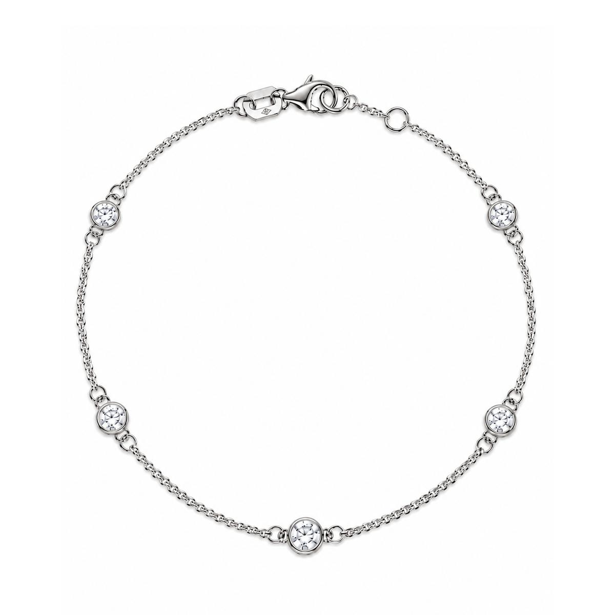 14K White Gold and 0.76 Total Weight Diamond Station Bracelet