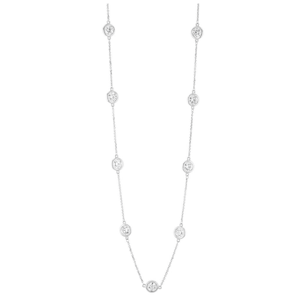 14k White Gold and 4.95 Total Weight Diamonds By The Yard 18 Inch Necklace