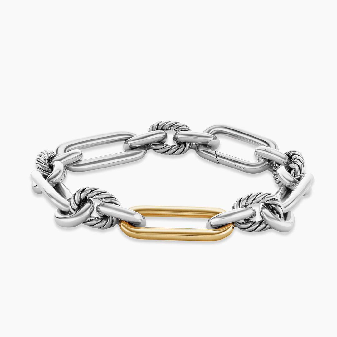 David Yurman Lexington Chain Bracelet Sterling Silver with 18k Yellow Gold, 9.8mm