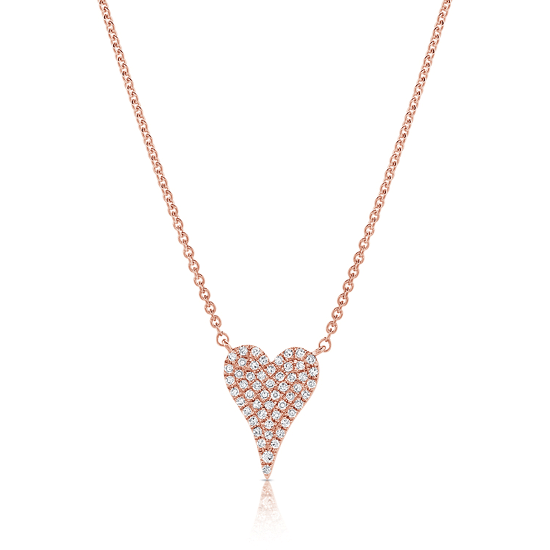 14k Rose Gold Heart and Diamond .14 Total Weight Pendant