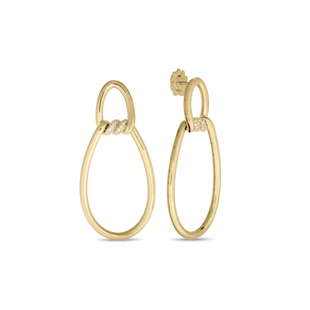 Roberto Coin Cialoma 18k Yellow Gold Twisted Door Knocker Diamond Earrings