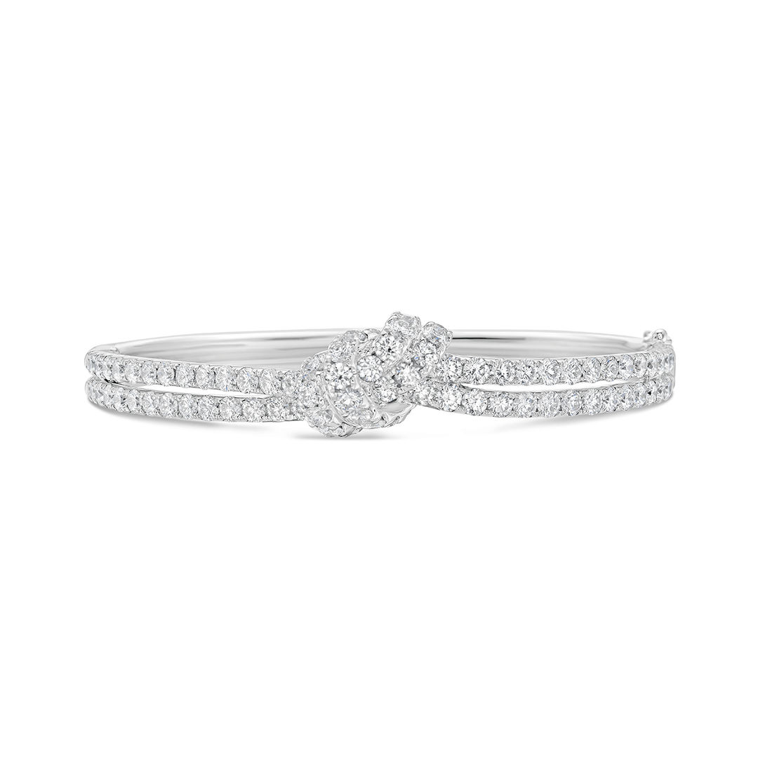 Charles Krypell 18k White Gold and  5.33 Total Weight Diamond Knot Bracelet
