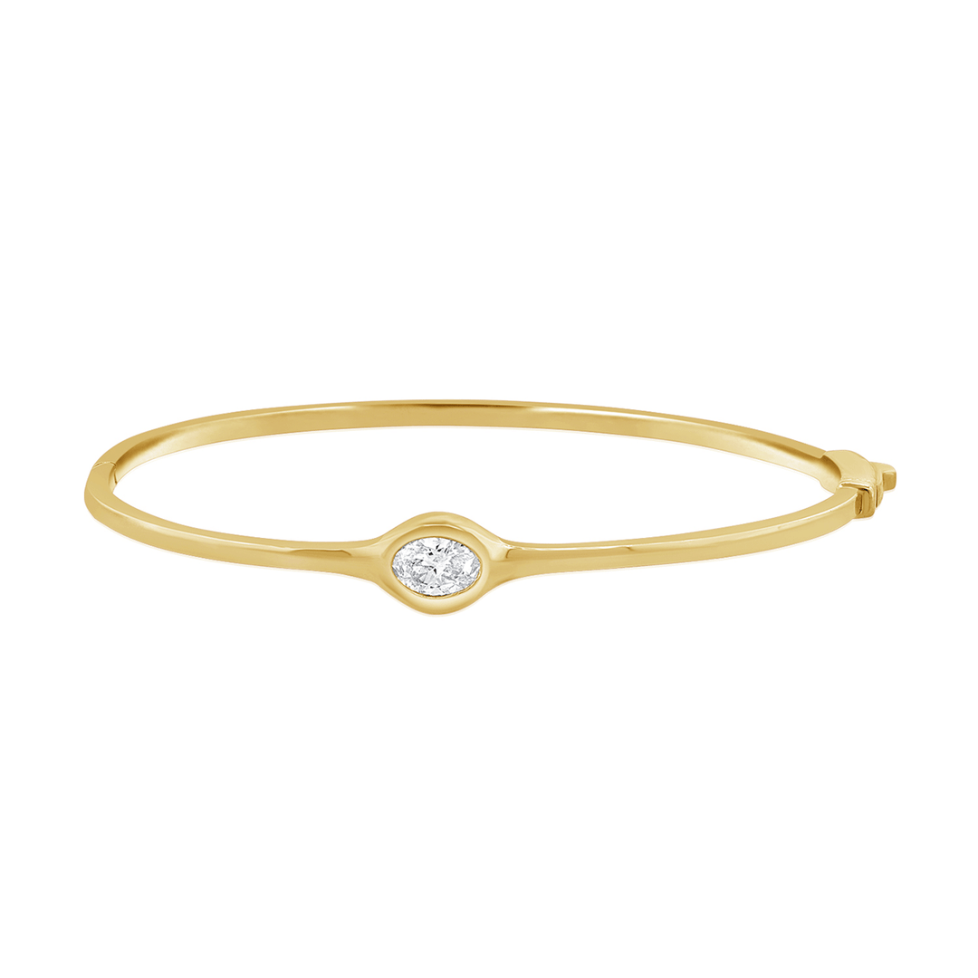 14k Yellow Gold and 0.52 Total Weight Oval Diamond Bangle