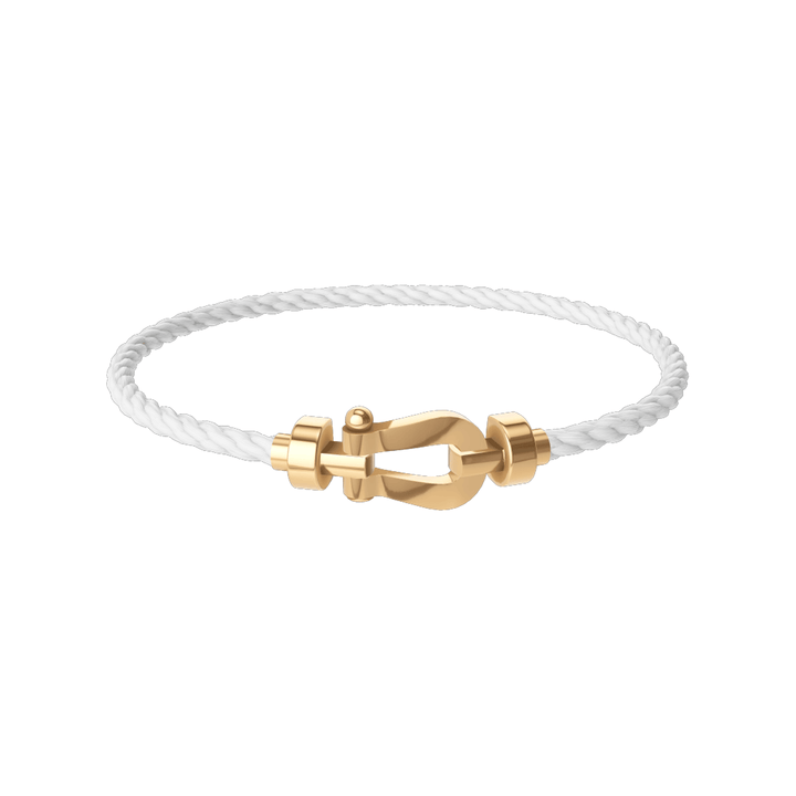 FRED White Cord Bracelet with 18k Yellow Gold MD Buckle, Exclusively at Hamilton Jewelers