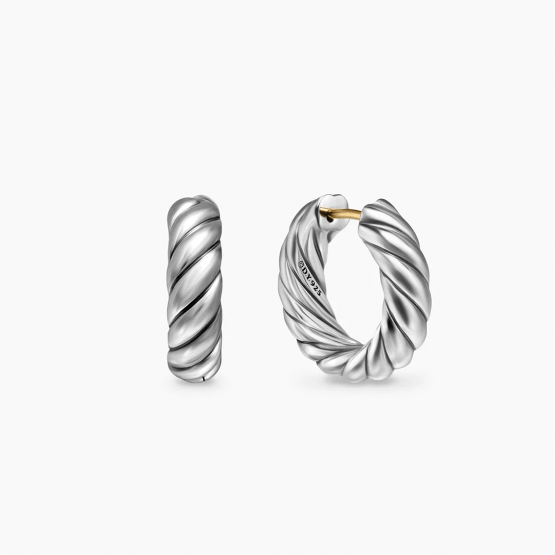 David Yurman Sculpted Cable Hoop Earrings Sterling Silver, 18.6mm