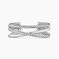 David Yurman Bold Crossover Three Row Cuff Bracelet Sterling Silver, 19mm