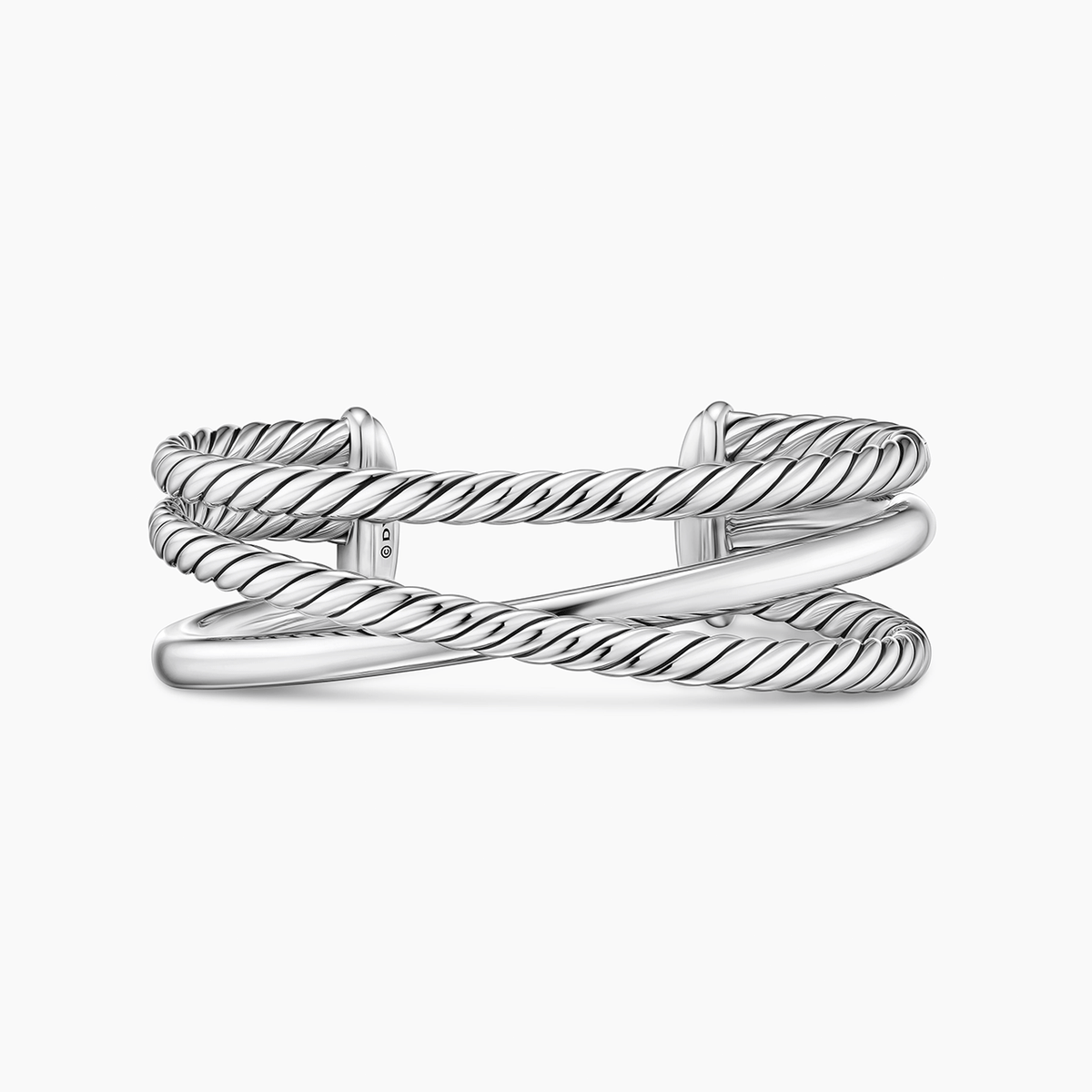 David Yurman Bold Crossover Three Row Cuff Bracelet Sterling Silver, 19mm