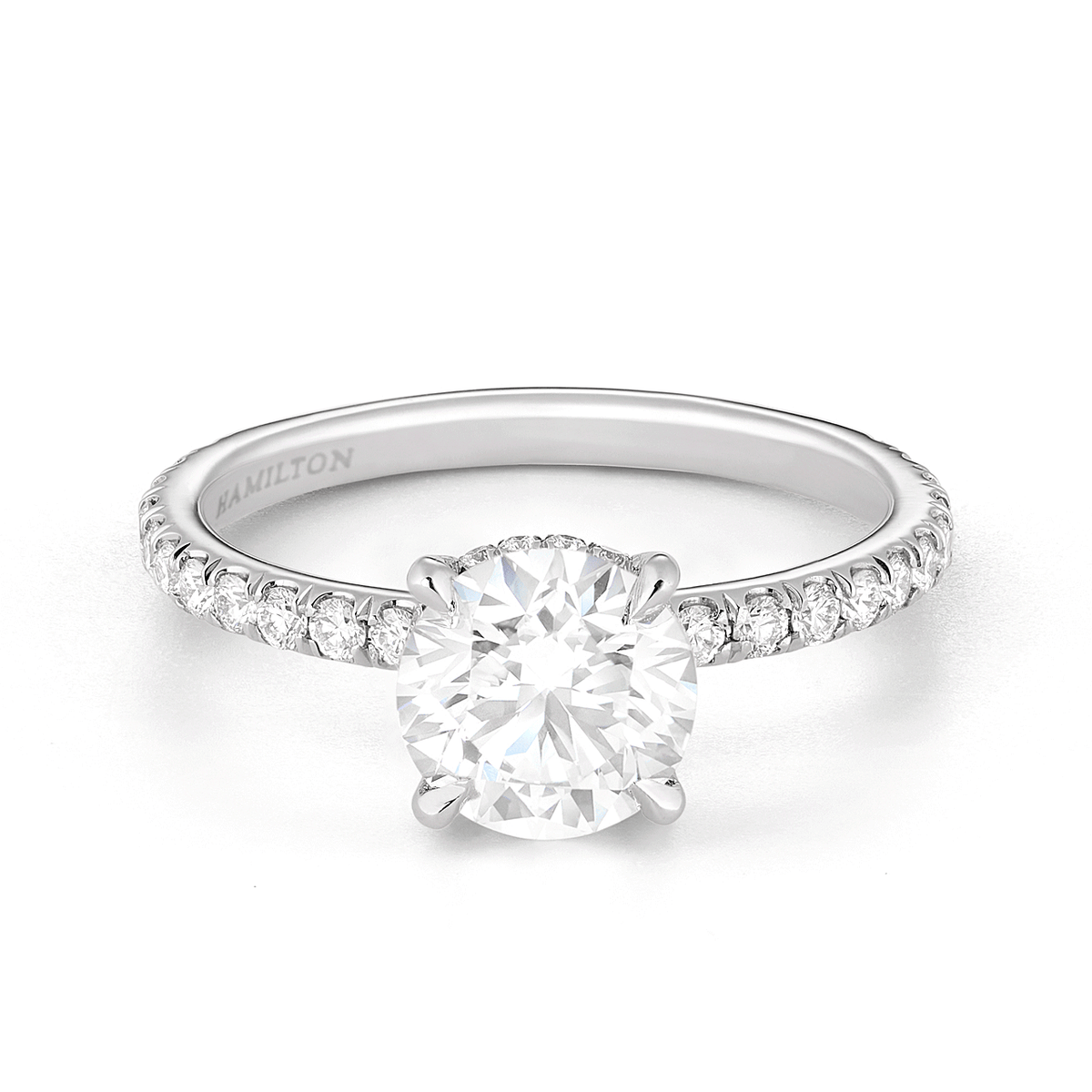 Hamilton Silhouette Collection Platinum 18k White Gold and Diamond Mounting Ring