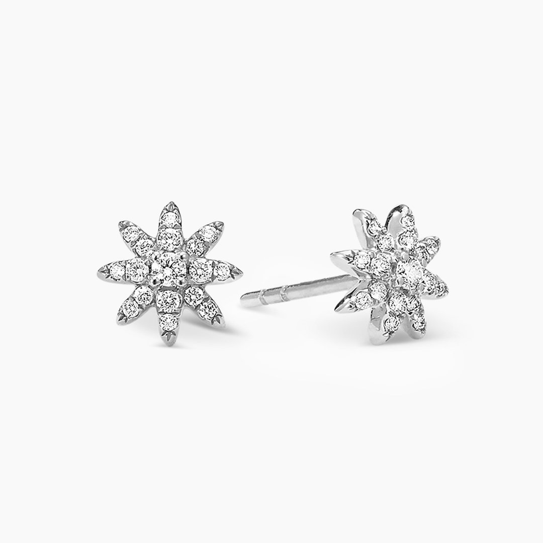 David Yurman Petite Starburst Stud Earrings in 18k White Gold