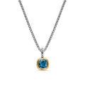 David Yurman Mini Cushion Cut Amulet Sterling Silver with 14K Yellow Gold and Hampton Blue Topaz, 5.5mm