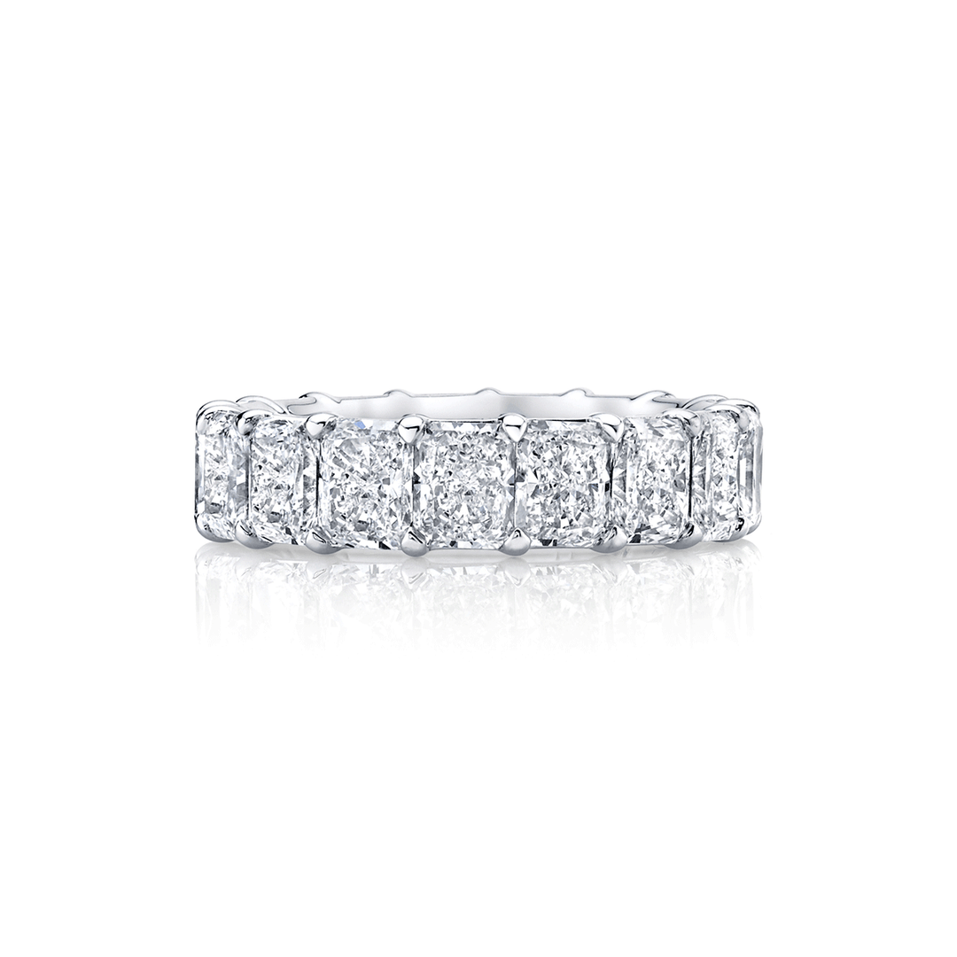 Platinum and Radiant Cut Diamond 8.13 Total Weight Band