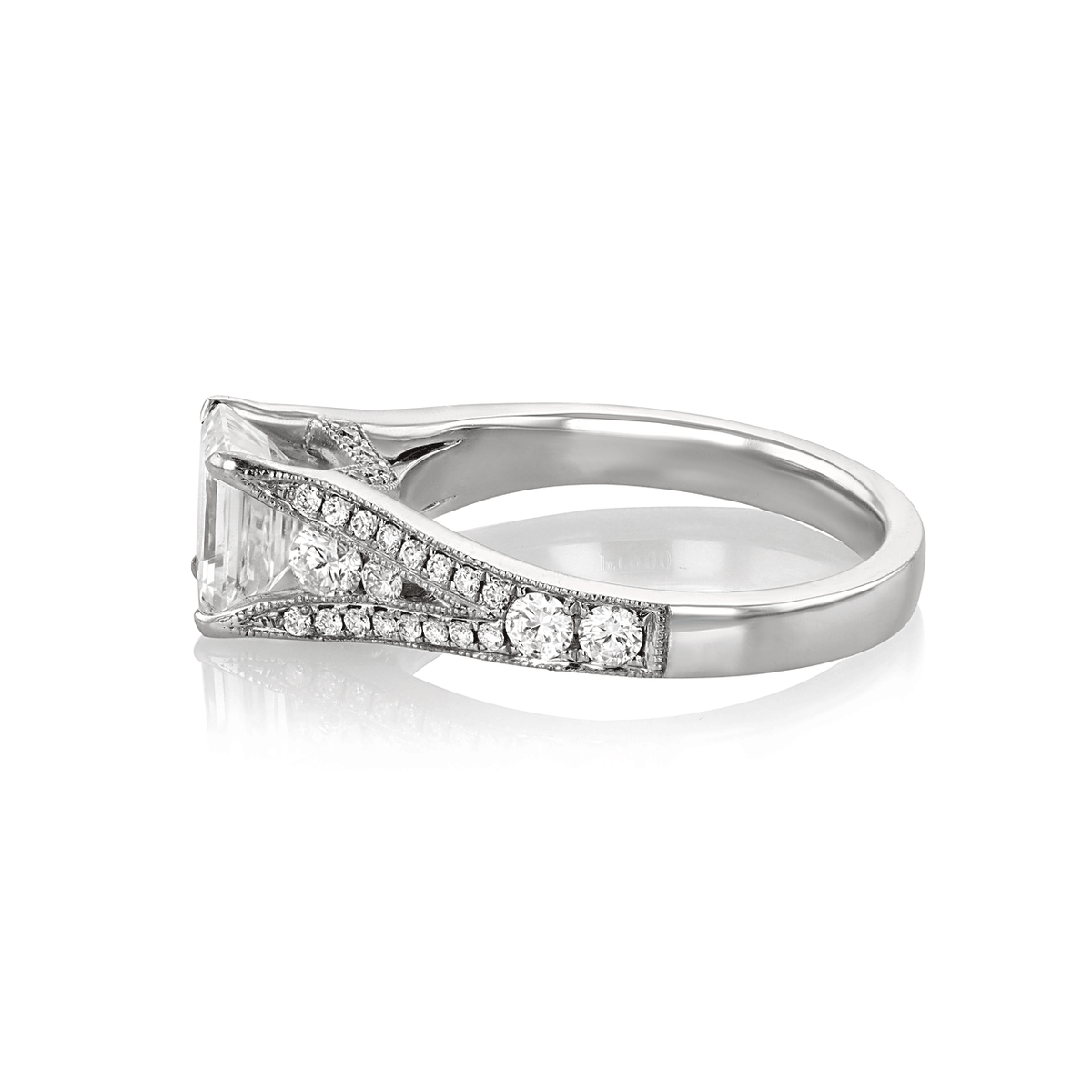 Hamilton Heritage Collection Platinum and Emerald Cut Diamond 1.39 Total Weight Engagment Ring