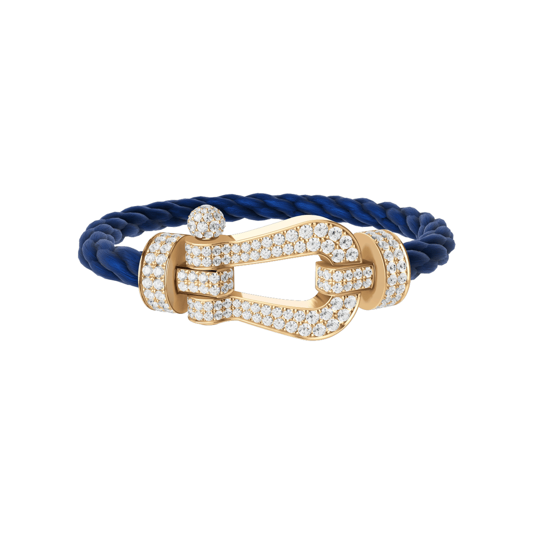 FRED Force 10 Navy Cable with 18k Yellow Gold Extra LG Full Pave Diamond Buckle, Exclusively at Hamilton Jewelers