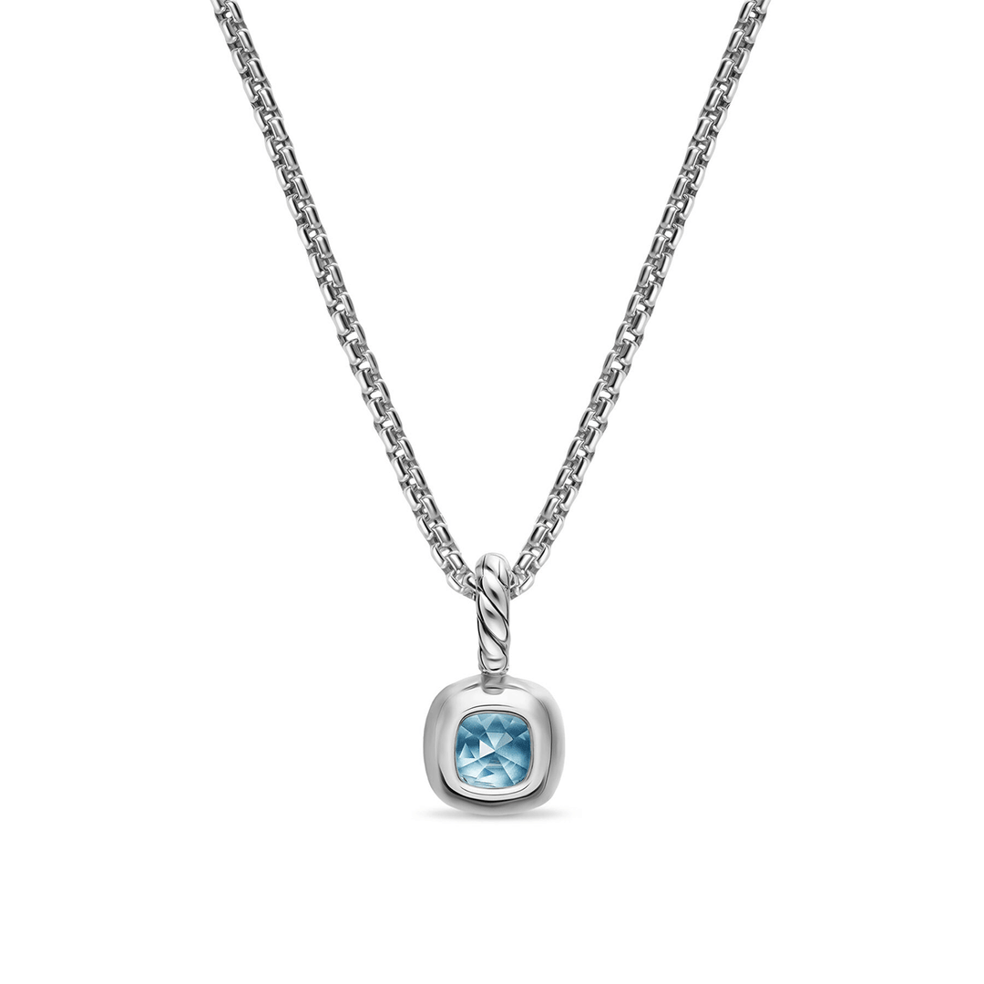 David Yurman Sterling Silver with 14K Yellow Gold and Sky Blue Topaz, 5.5mm Amulet