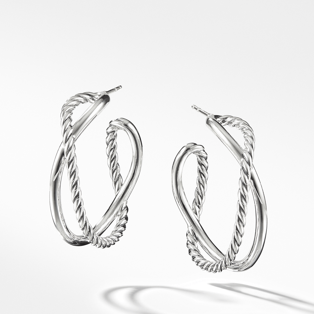 David Yurman Crossover Hoop Earrings Sterling Silver, 33.7mm