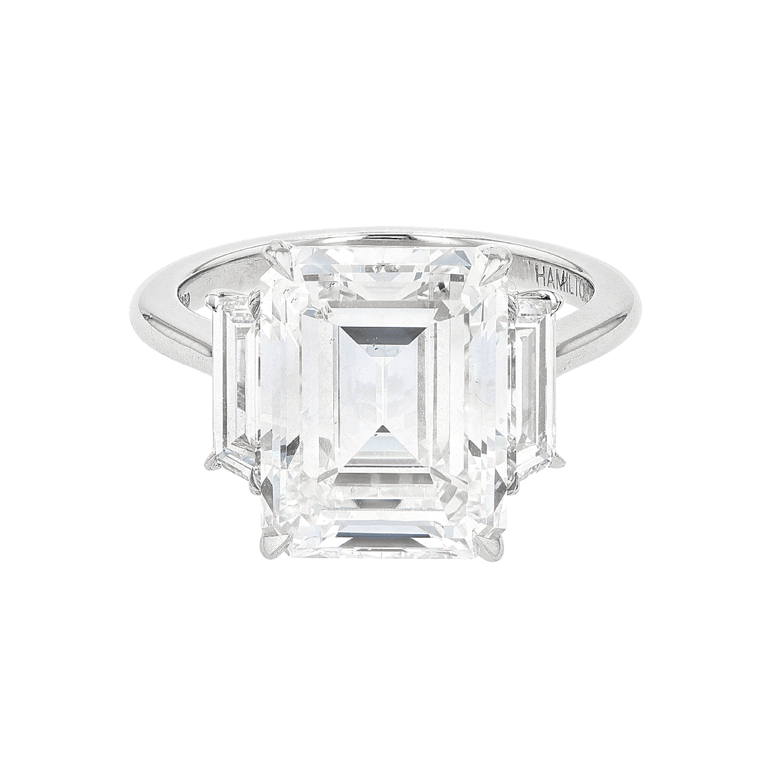 Private Reserve Platinum and Emerald Cut Diamond 7.06 Total Weight Ring