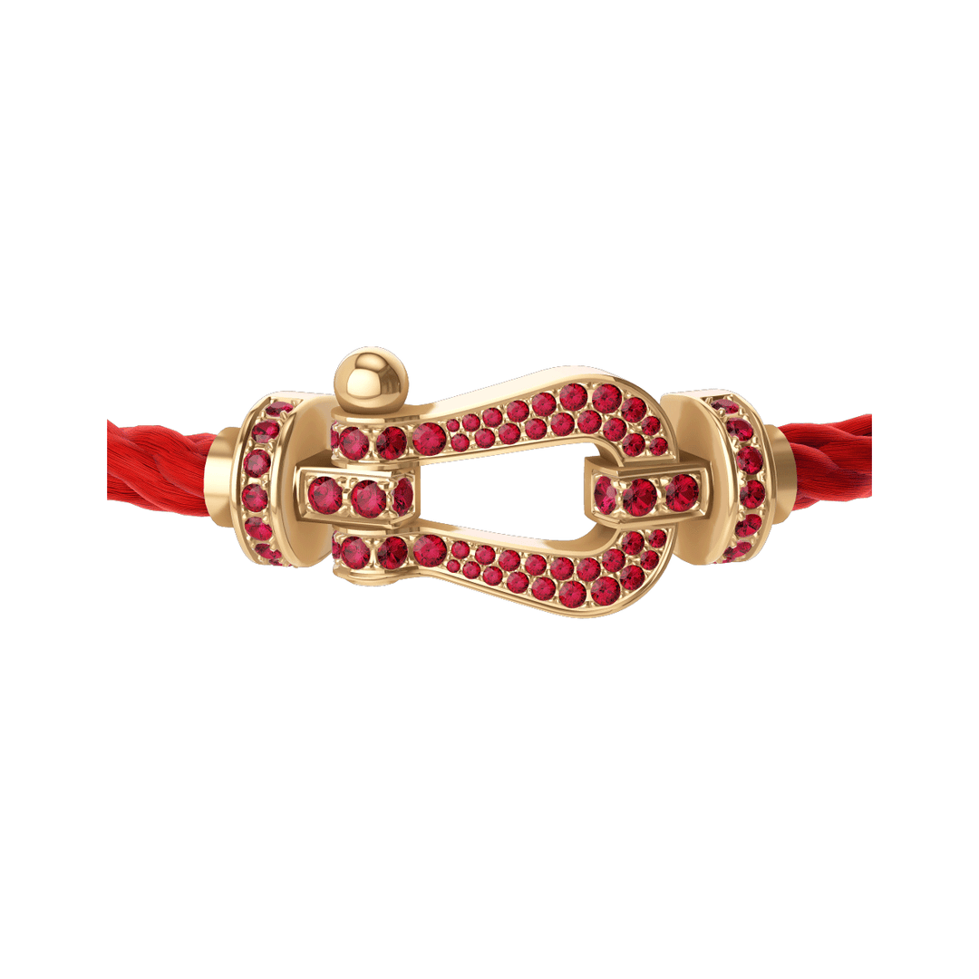 Fred FORCE 10 Red Cable 18k Yellow Gold Rubies LG Buckle, Exclusively at Hamilton Jewelers
